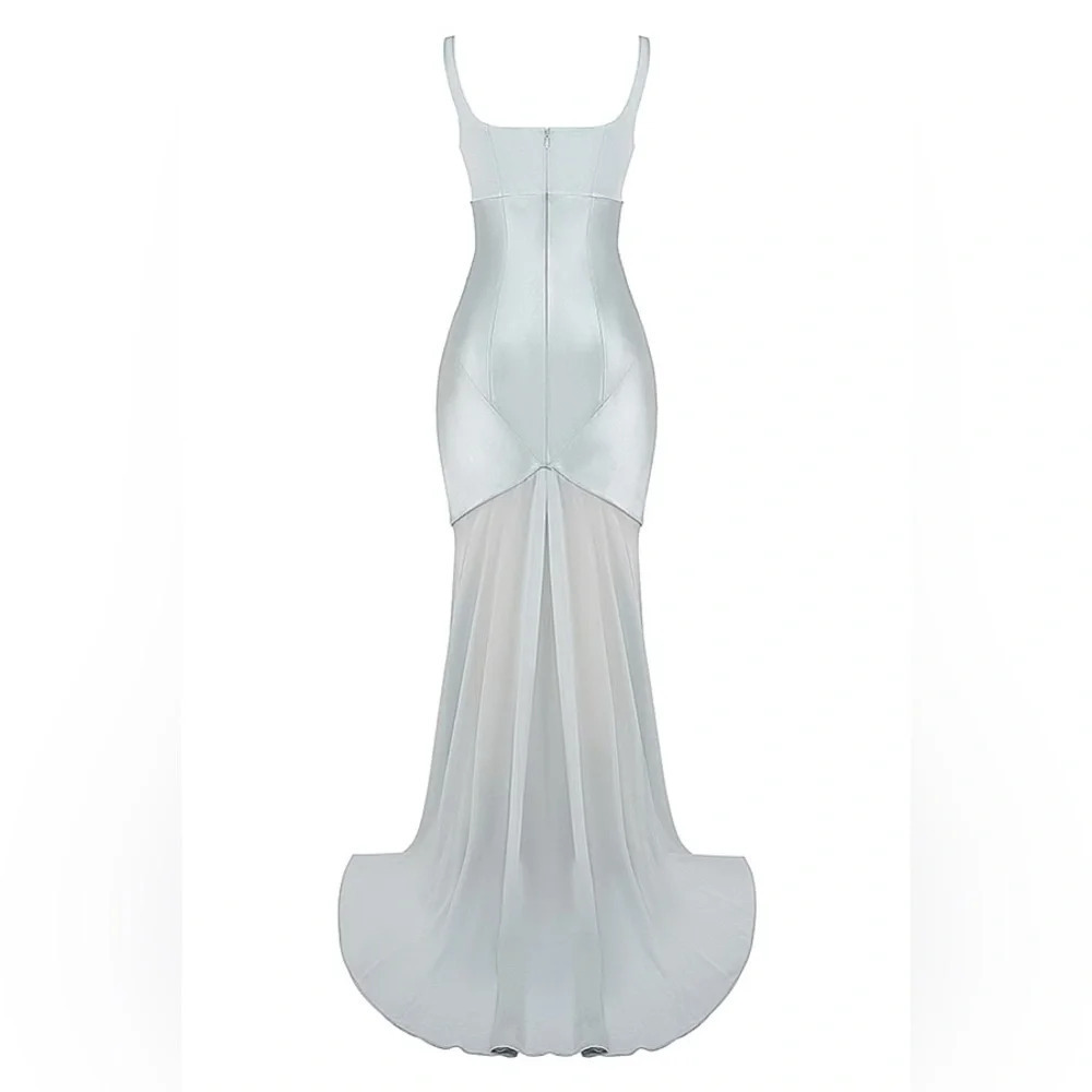 House of CB Vittoria Pistachio Chiffon Floor Length Gown - Picture 6 of 14